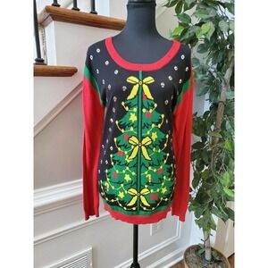 Rui21 Red & Black Women's Cotton Scoop Neck Long Sleeve Soft Sweaters